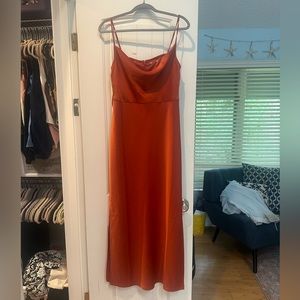 BHLDN Cali Satin Cowl-Neck Midi Slip Dress